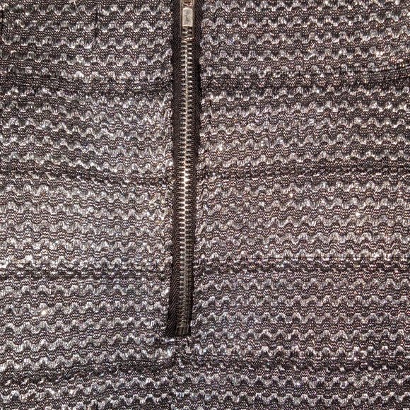 SOLD Anthropologie Ginger G metallic silver and black threading mini skirt - Picture 2 of 5